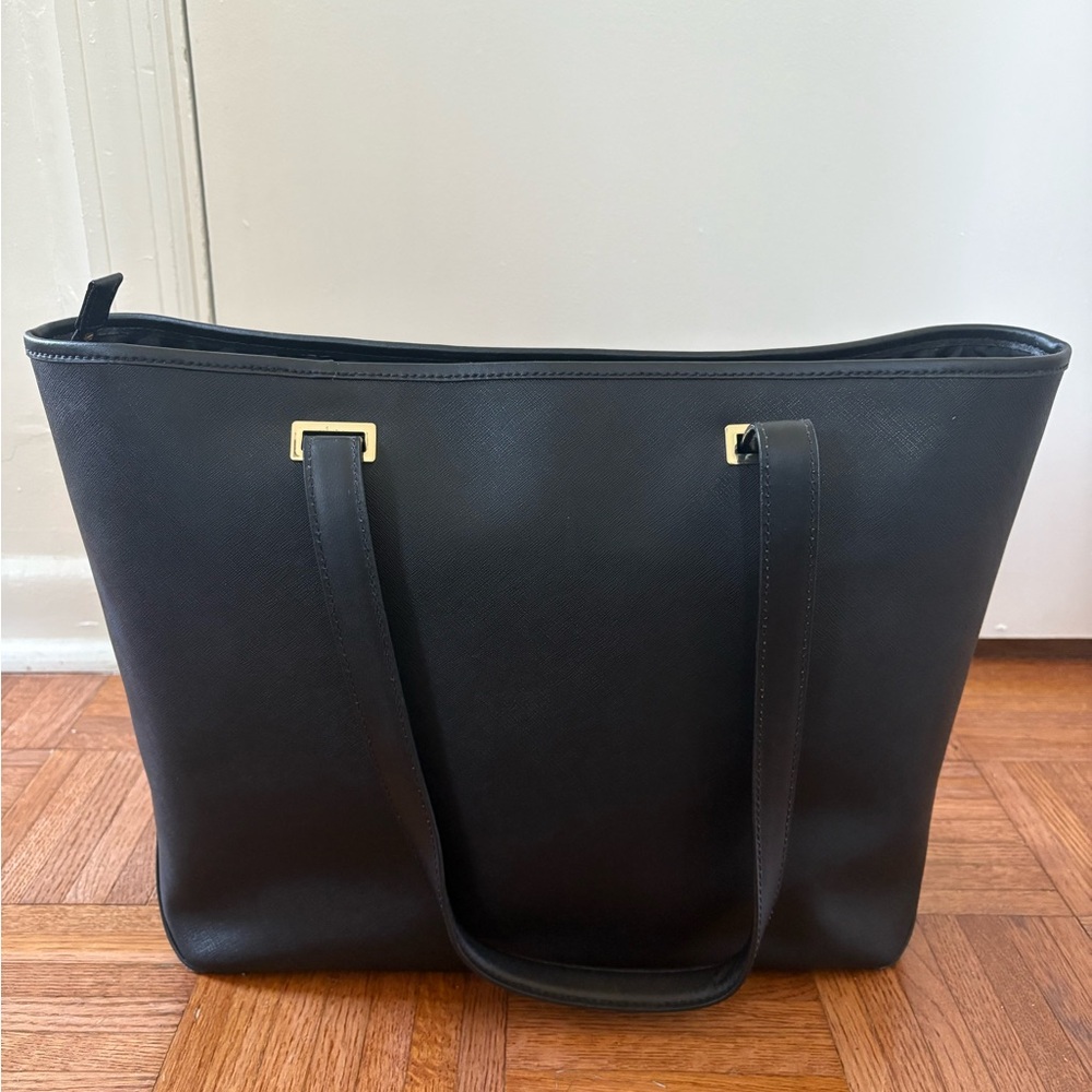 Lo & Sons 13" Seville Black Leather Laptop Tote (+soft travel shell) - Picture 2 of 11